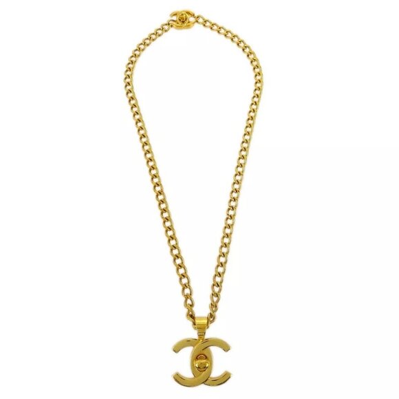 Chanel Turnlock Charm Gold Chain Necklace - Picture 1 of 16